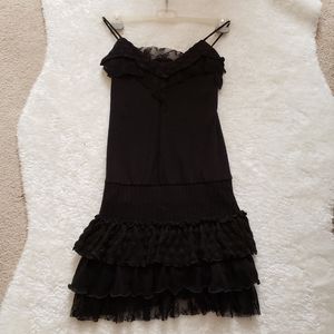 Killah Black Sweater Yarn Ruffle Lace Dress XS